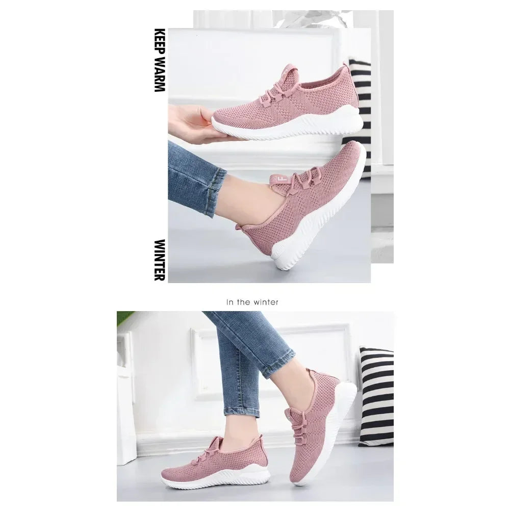 Shoes for women 2025 new casual fashion running shoes flying woven breathable women's shoes soft sole trend sneakers women