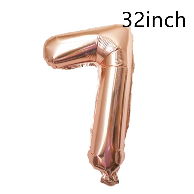 QIJOYJU Rosegold Zahlballon - 32 Zoll 1 Stück Nummer