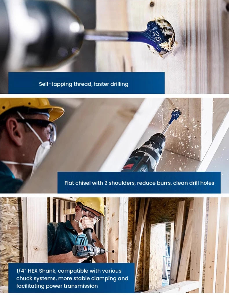 Bosch Impact Electric Drill Screwdriver Drill Bits Wood Drilling Self-tapping Thread  Alloy Steel 1/4 " HEX Shank Drill Bits