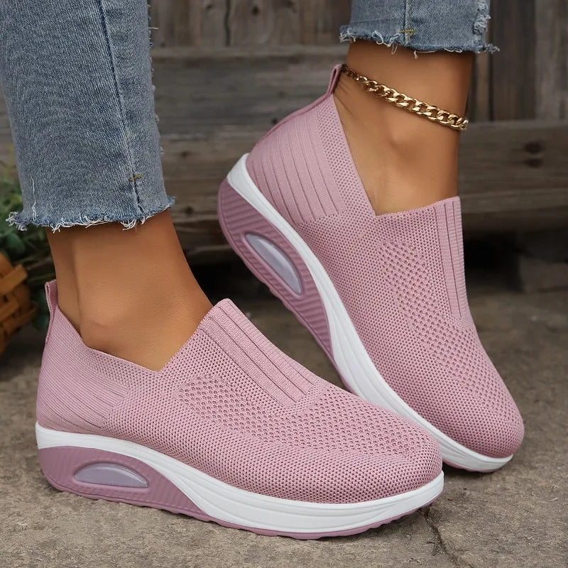 New Women Tennis Walking Shoes Air Cushion Non Slip Orthopedic Shoes Ladies Platform Mules Breathable Wedge Female Sneakers - Golden Bridge Store