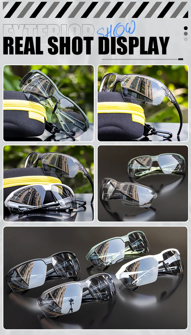 SCVCN Photochromic Cycling Glasses Men MTB Cycling Sunglasses Women Road Bike Eyewear UV400 Outdoor Sports Running Glasses