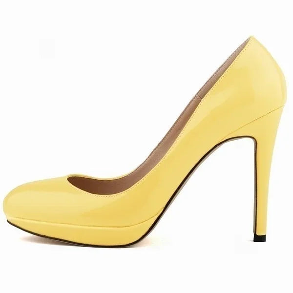 Women Stilettos Elegant Platfrom Pumps Sexy 11cm Round Toe High Heels Shallow Lady Office Party Wedding Shoes Large Size 43