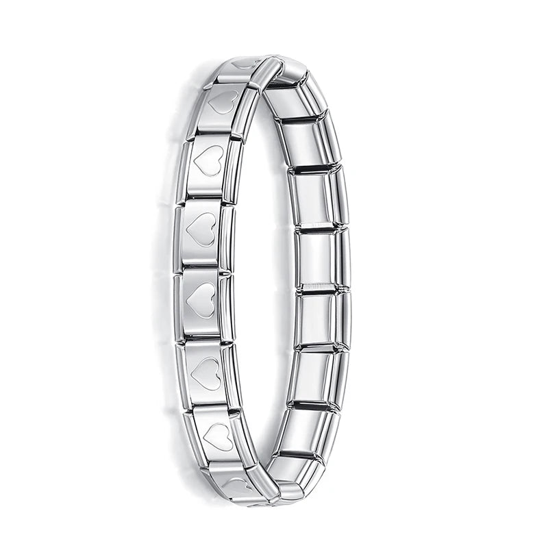 Hapiship Neue Damen Schmuck 9mm Breite Italienisch Elastisch Anhänger Armband Mode Edelstahl Armreif ST-
