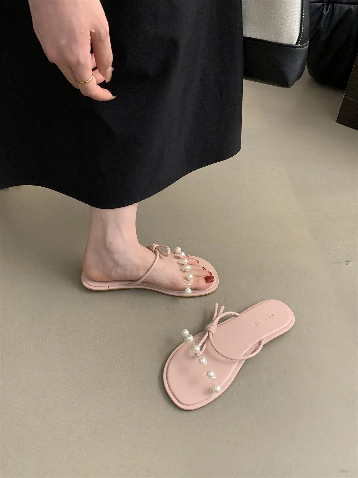 Plegie Sandale Transparente Perlenriemen - Anti Rutsch 3cm