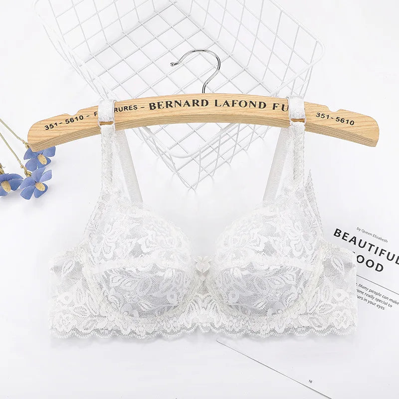BH 2025: ALLTOOALL Plus Size Lace Push Up Bra Women Sexy Hollow Out Lingerie - Lady Lace Transparent Underwear Female Embroidery Solid Bra Collection
