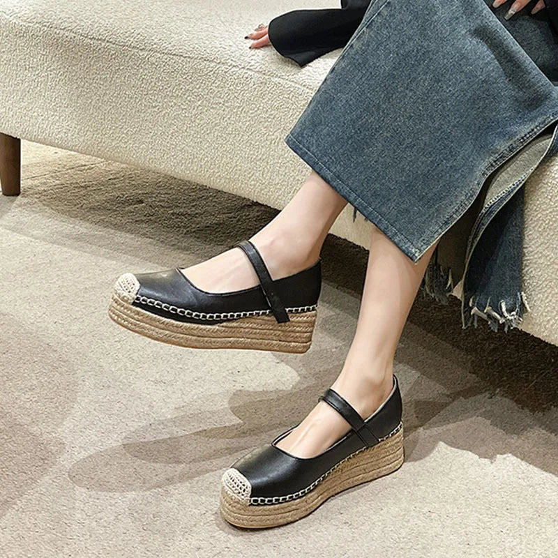 High Heels Women Shoes New Weave Wedges Platform Dress Party Shoes 2025 Spring Women's Rome Sandals Pumps Female Zapatillas