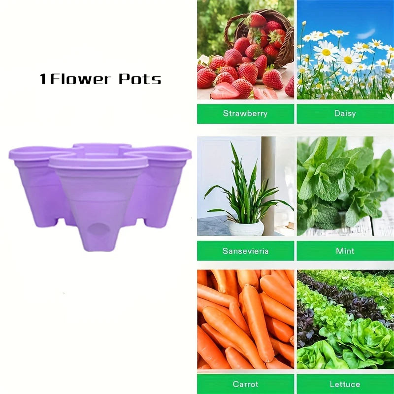 Vertical Plantation Tower Style Garden, Stackable Herb Garden Plantation, Vegetable Planting Pot, Petal Shaped Flower Pot