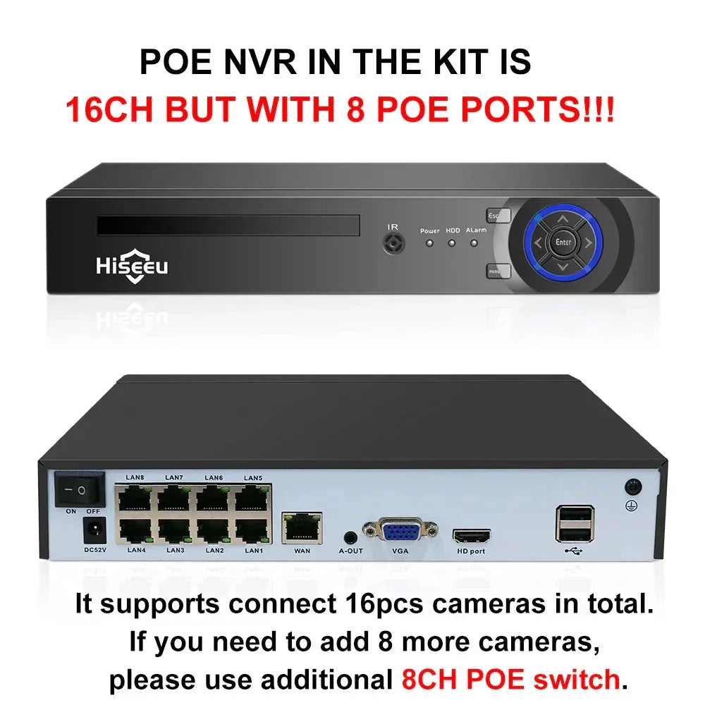 Überwachungssystem 2025: Hiseeu 4CH 5MP POE Dome IP Camera System Kit - Video Surveillance Set Night Vision Home Outdoor Waterproof Security Camera Set POE Collection - Golden Bridge Store