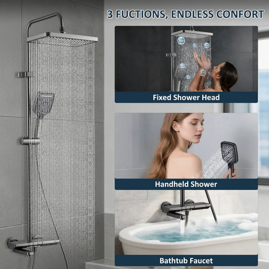 NONEM Badezimmer Wasserhahn-Set Klappbarer Auslauf 180°-Höhenverstellbar Messing