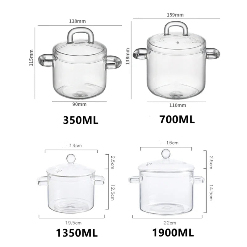 Glass Small Stew Pot Water-proof Transparent Cover Soup Cup Soup Bowl Bird's Nest Stew Bowl Open Flame Home Kitchen Supplies