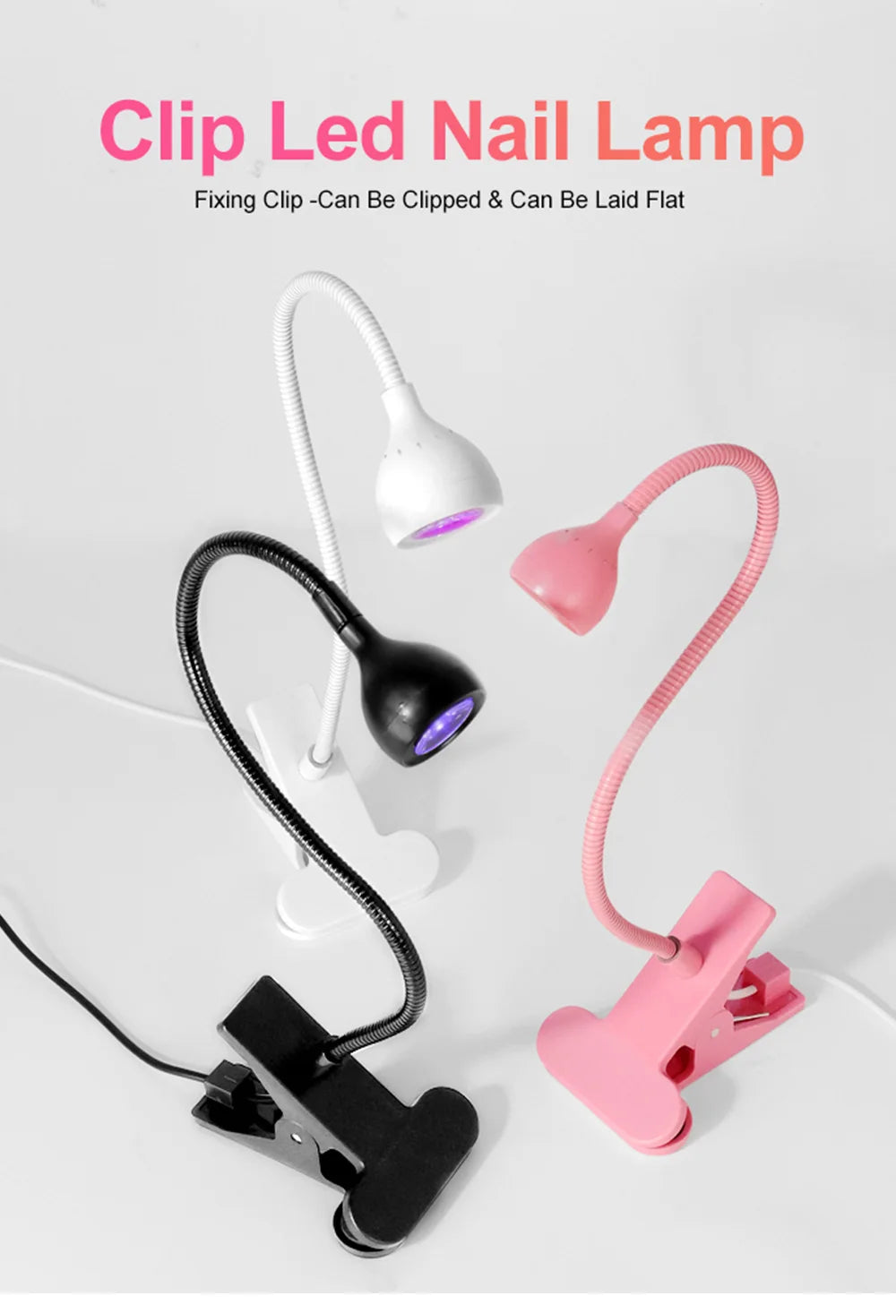 Lampă de unghii 2025: Limegirl Nail Lampă LED UV cu uscare a ojei cu gel - Mini uscător de unghii portabil USB cu clipsare flexibilă pentru birou Colecție salon de manichiură