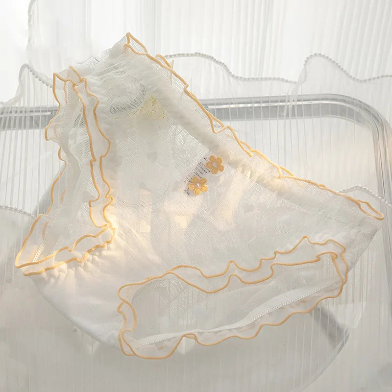 L-XL Women's Underwear Panty elegant Lace Panties Girls' Flower Comfort Briefs Middle Waist Seamless Underpants Female Lingerie