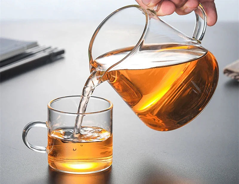 Heat-resisting clear glass tea pot fair cup cha hai,handmade kung fu tea cups teaset gongdao Points of tea ware with handle