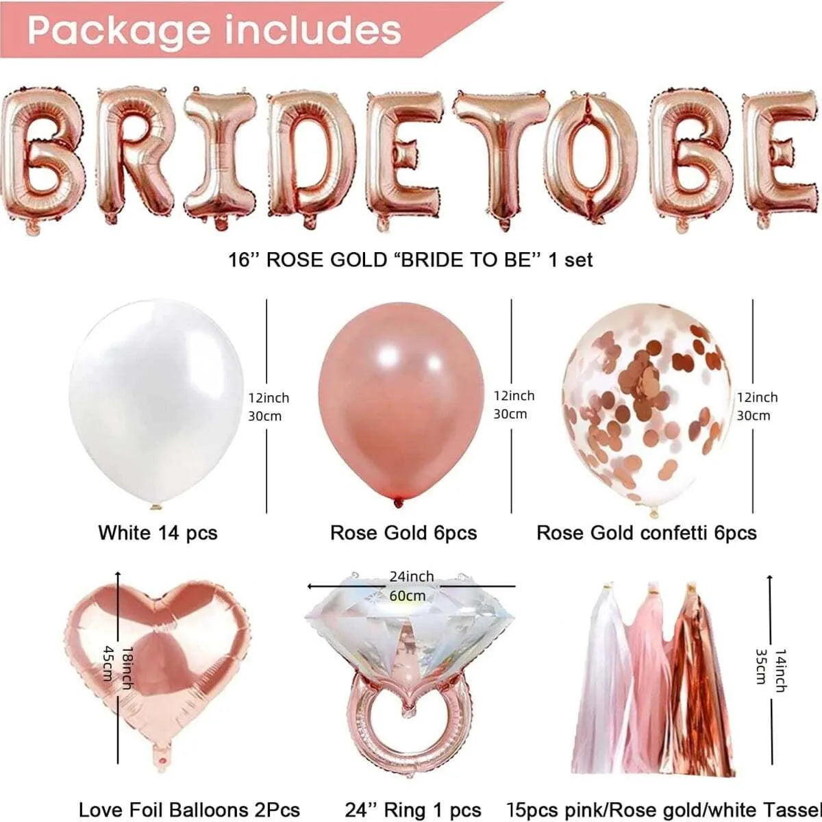 Choice Ballonset Roségold - 41 Teile Ring Herz Dekor