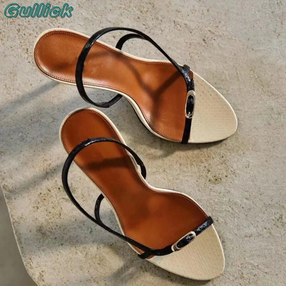 Slingback Strappy Open Toe Sandals Metal Stylish Stiletto High Heels Buckle Strap elegant 2024 Women Luxury Summer New Tends