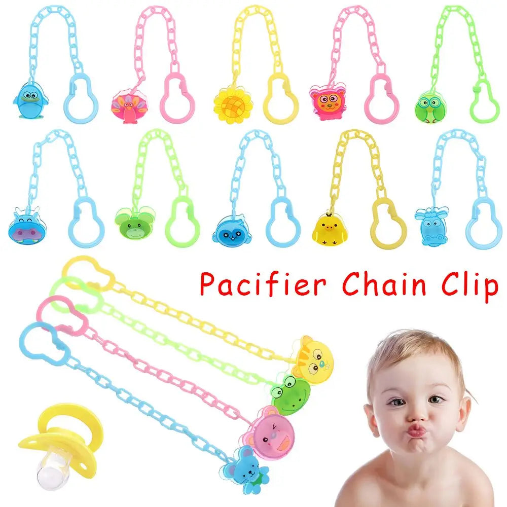 Cartoon Animal Baby Pacifier Clips Baby Pacifier Clip Chain Newborn Dummy Pacifier Chain Clip Holder Baby Pacifier Chain