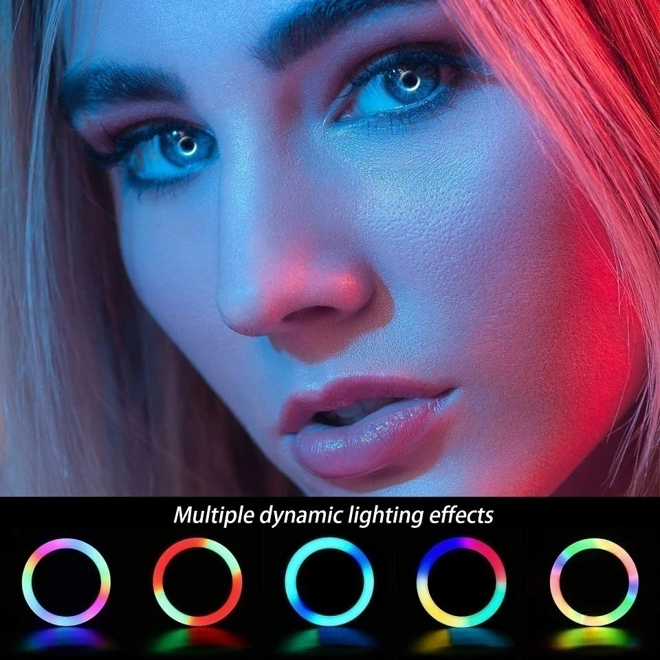 Ringlicht 2025: 12in 30cm Selfie RGB Tripod - Phone Stand Photography LED Makeup Collection
