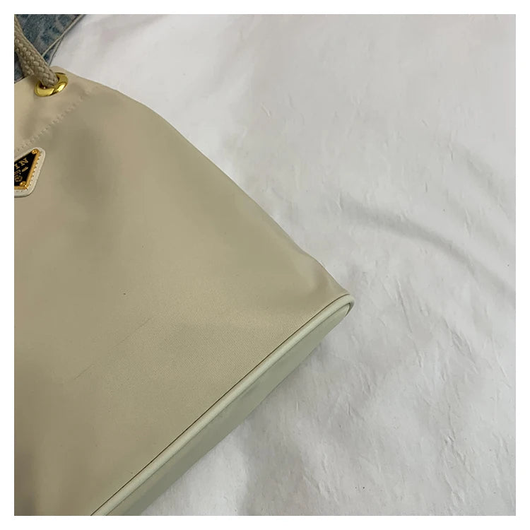 Simple Casual Versatile Women's Solid Color Nylon Cloth Single Shoulder Crossbody Bag Fashion Commuting Storage Bucket Bags