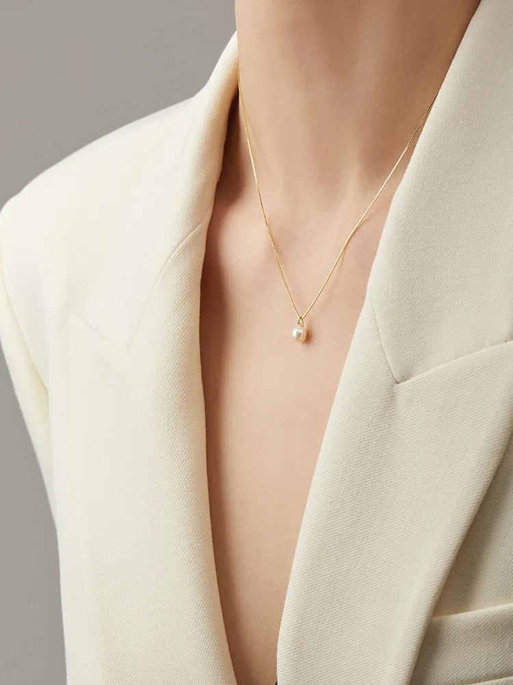 Sterling925 556 Perlenanhänger - 18k Vergoldet 2g Boxkette