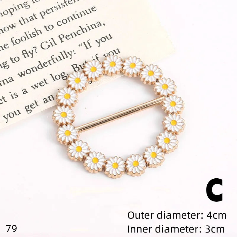 Metal Ring Waist Button Scarf Button Fashion Corner Hem Waist Knotted Brooches Women T-shirt Fixed Buckle Girl Decor Accessories