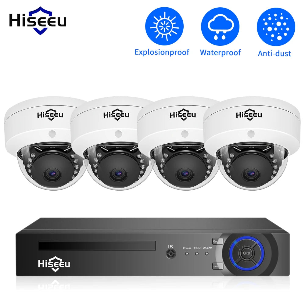 Überwachungssystem 2025: Hiseeu 4CH 5MP POE Dome IP Camera System Kit - Video Surveillance Set Night Vision Home Outdoor Waterproof Security Camera Set POE Collection