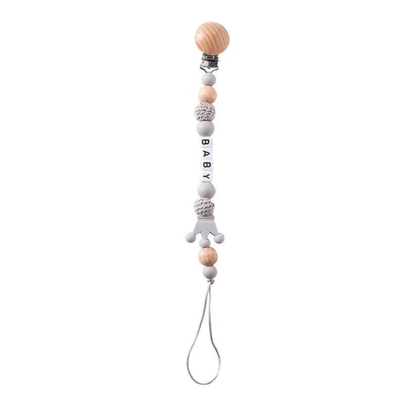 Baby Pacifier Chain Star Customizable Beads Wooden Pacifier Clips BPA Free Handmade Holder Chain Infant Nursing Teether Chain