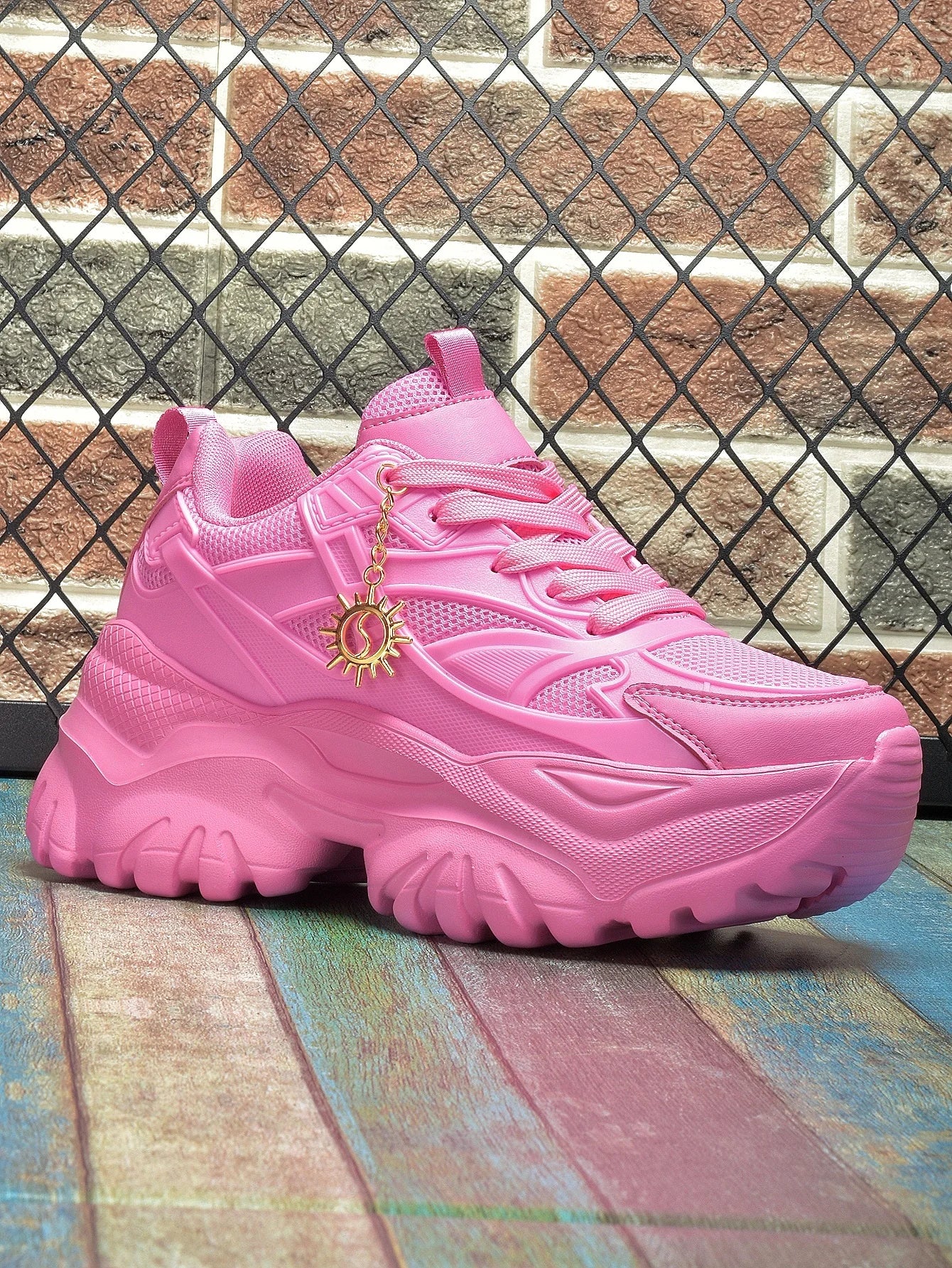 Women's fashion casual shoes Lightweight wear resistant non-slip platform sneakers high water platform pink heels for women