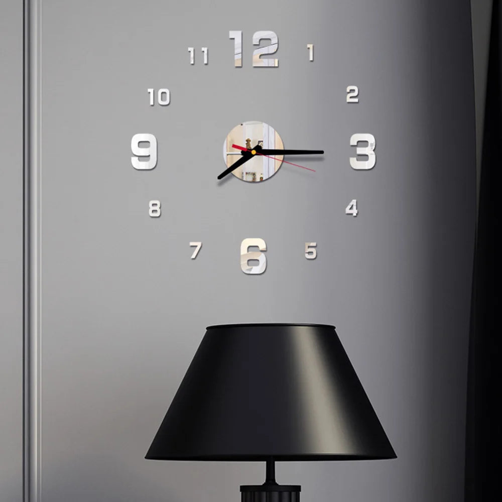 Modern Design Wall Clock 3D DIY Silent Wall Clocks Acrylic Mirror Stickers for Bedroom Bedside Clock Easy Install
