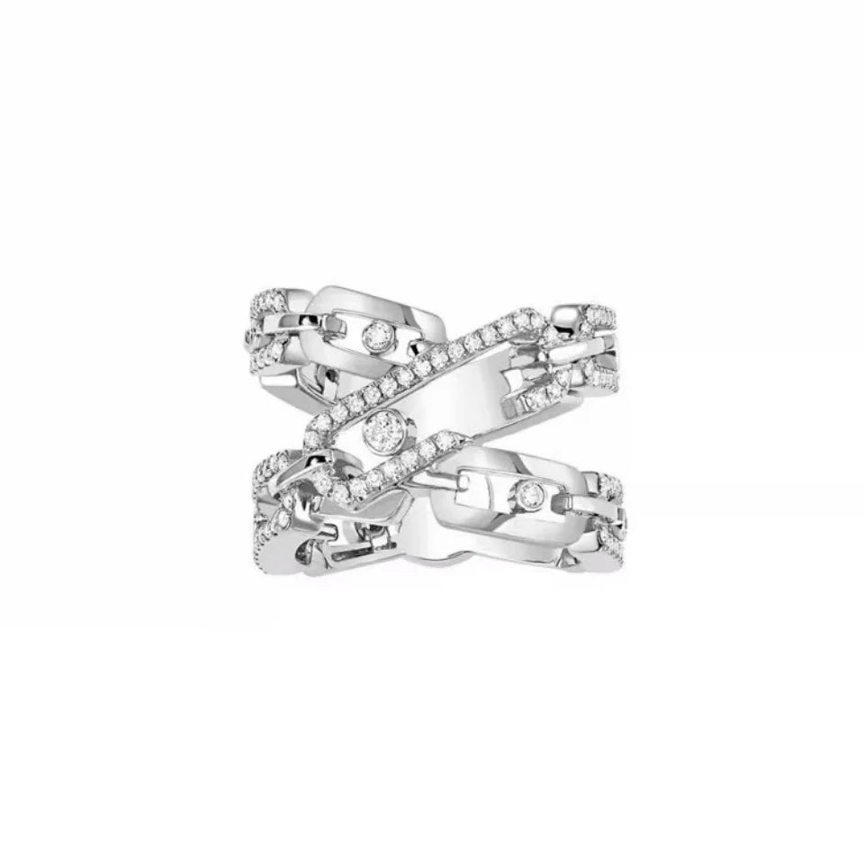 TrendyMed New Double Layer Cubic Zirconia Personalized Party Accessories Ring Women's Fashion Personalized Jewelry Gifts