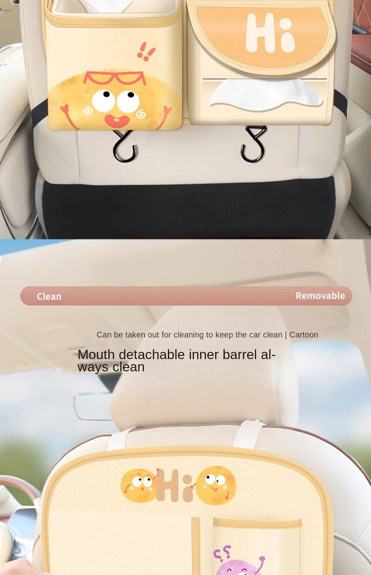 Car Storage Hanging Bag for Car Interior Multi-Functional Car Seat Back Organizer Rear Seat Tissue Box Trash Can Storage Box