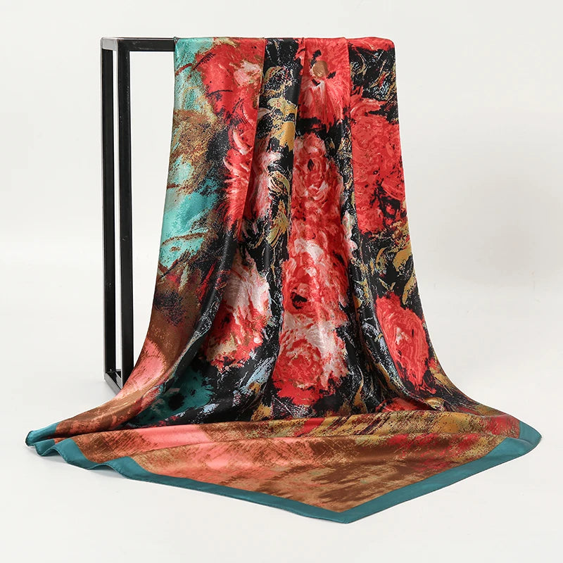 SENAIFE Satin-Schal Elegant - 90x90cm Polyester Leicht