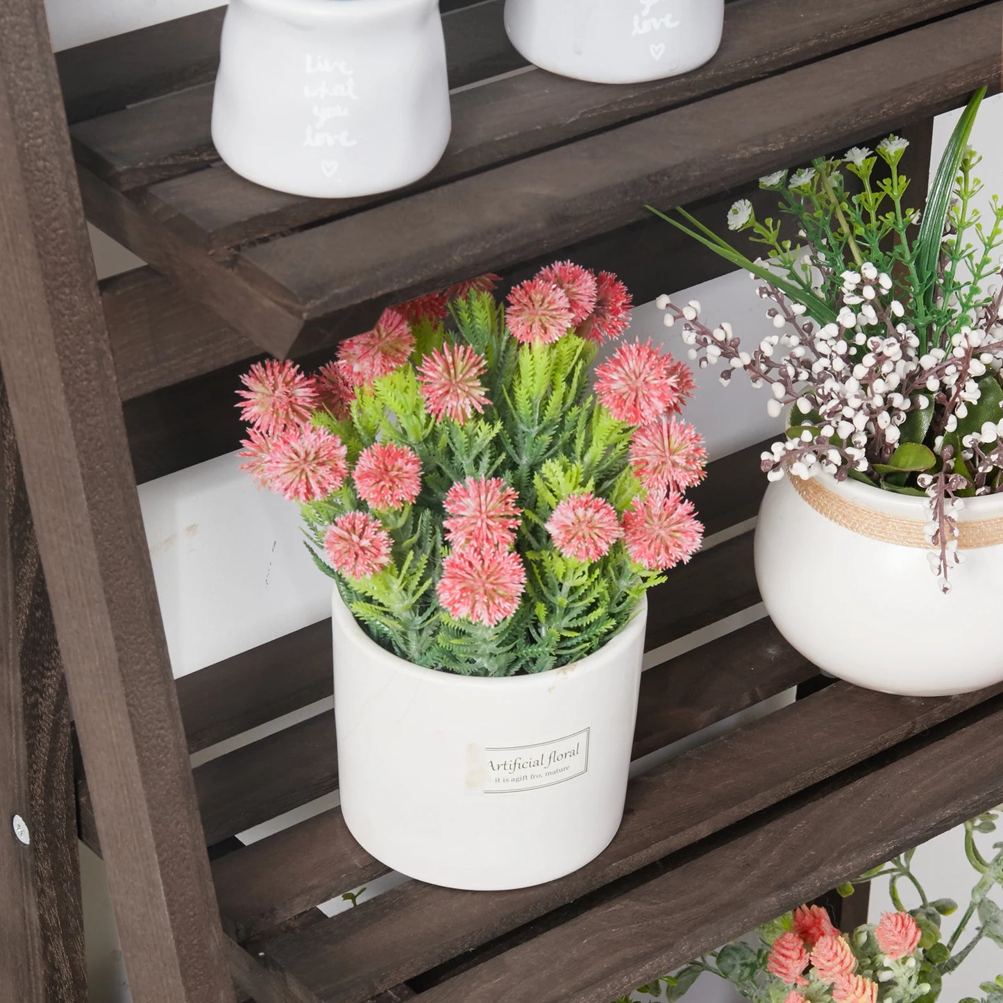 WisforHigh Leiter-Pflanzenständer 4-Stufig, 110 cm, Paulownia-Holz