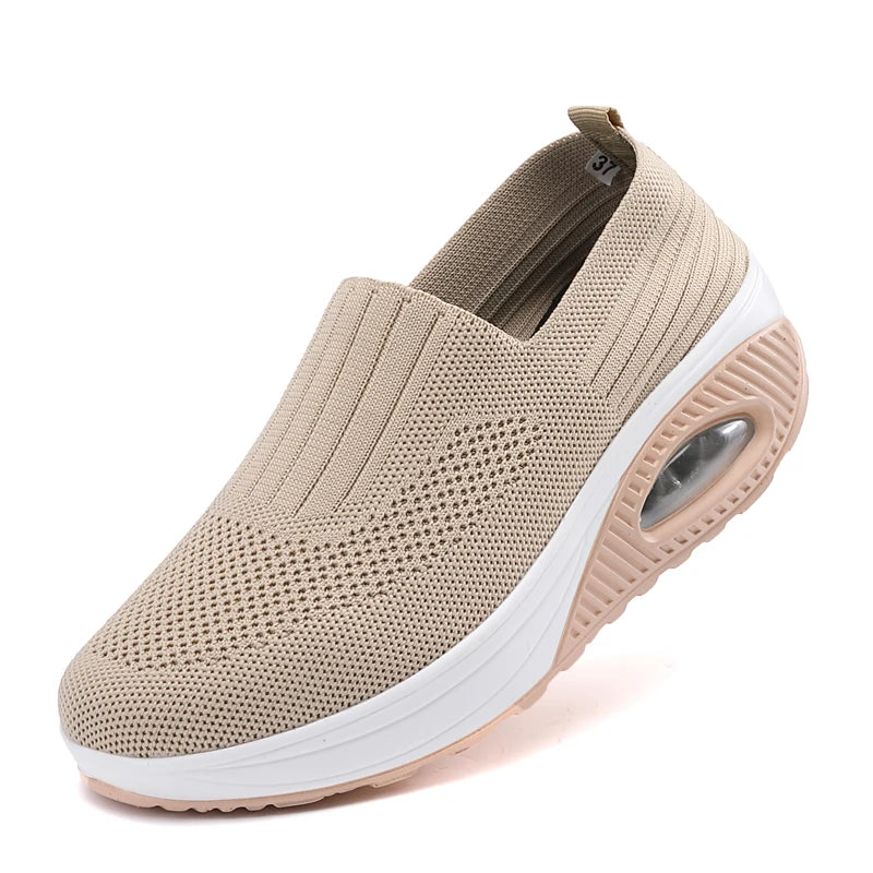 Women Walking Shoes Air Cushion Non Slip Orthopedic Shoes Ladies Platform Mules Breathable Wedge Female Sneakers