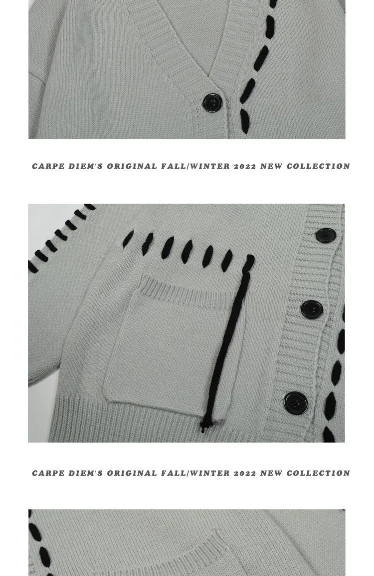 HANGJIACN Strickjacke Oversized Patchwork - Größe Oversized, Material Acryl, Patchwork Muster