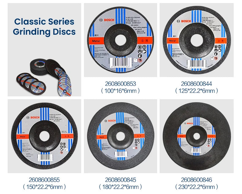 Bosch Metal Grinding Wheel Cutting Disc Classic Series Angle Grinder Accessories 100/125/150/180/230/305/355/400mm Cutting Wheel