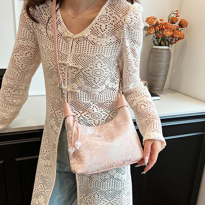 HebeiChoice Crossbody Bestickt - Volumen 2L 22x15cm