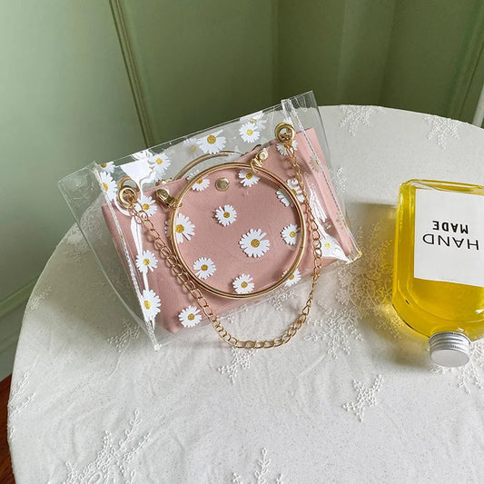 Genți de mână pentru femei, genți de mână de vară și toamnă, model de imprimare Daisy, genți de mână de umăr portabile, genți de mână de sex feminin