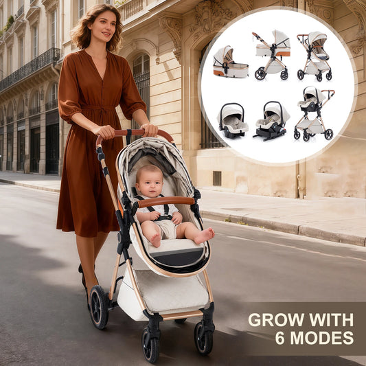 3-in-1-Kinderwagen Mit Sitz Und Liegefunktion Leicht Und Klappbar