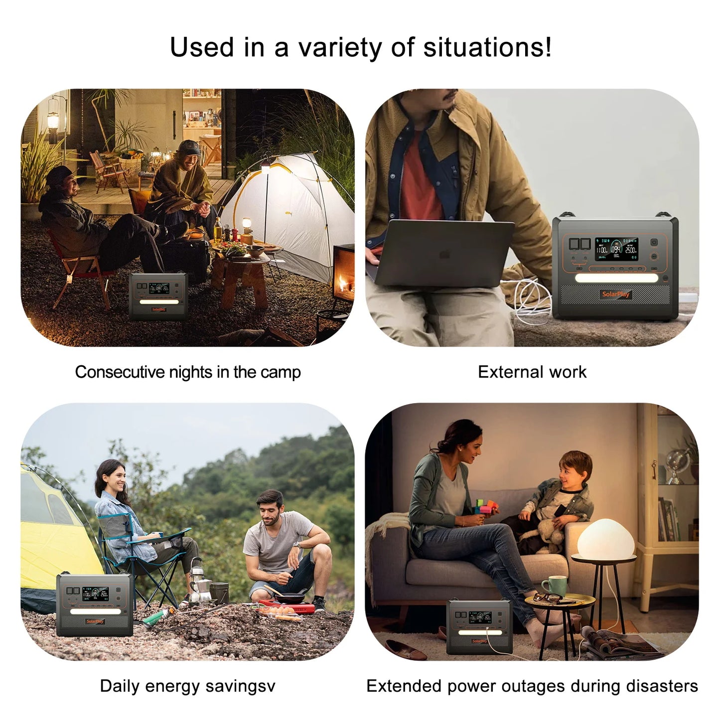 Powerstation 2025: SOLARPLAY 2500W Electric Power Station Q2402M - Energy Storage 2304WH Home Lifepo4 Battery UPS Mode Camping Accessories Outdoor Collection