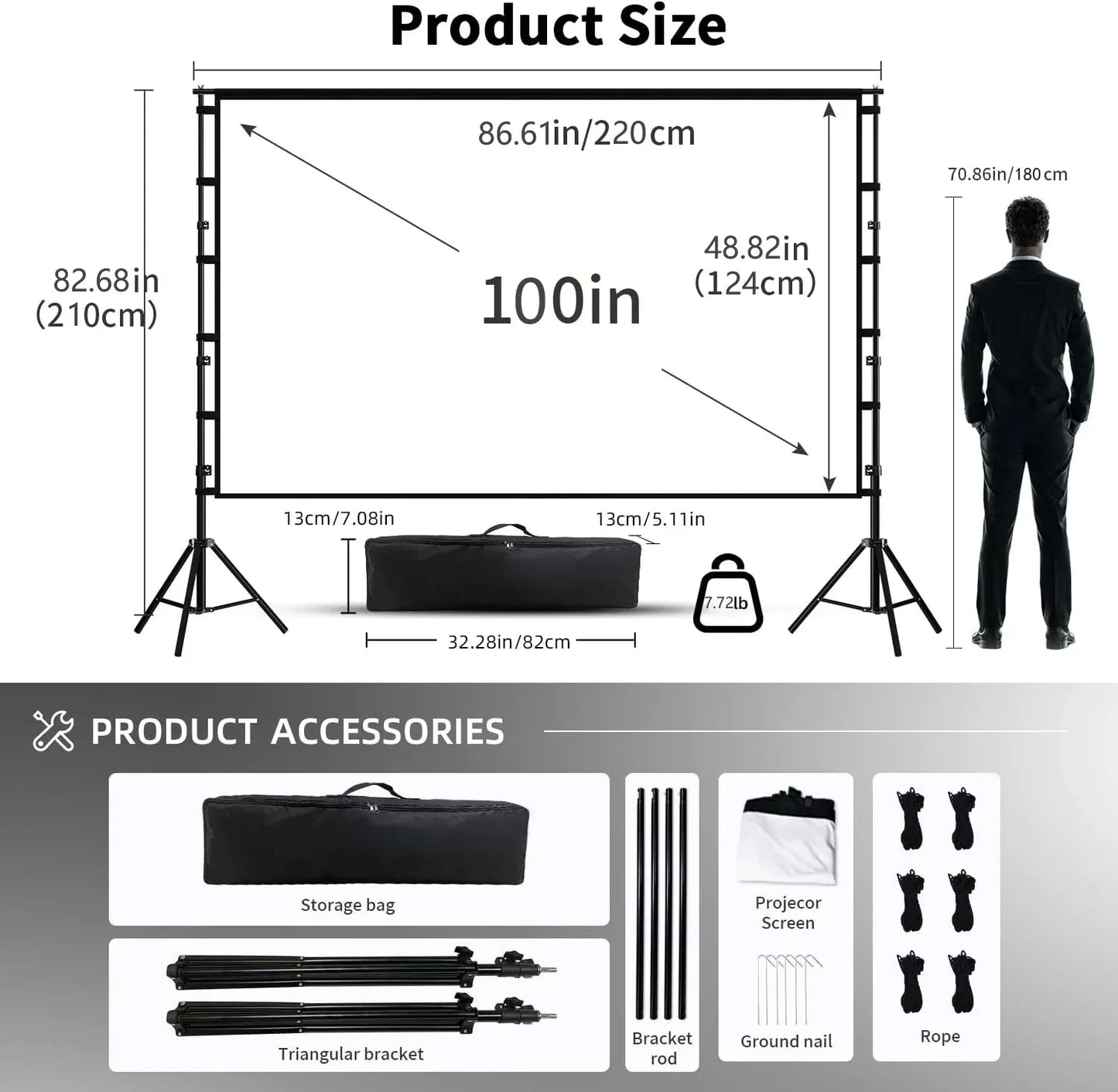 Projektor-Leinwand 2025: VEIDADZ Portable Stand-Screen - Home Theater Collection - Golden Bridge Store