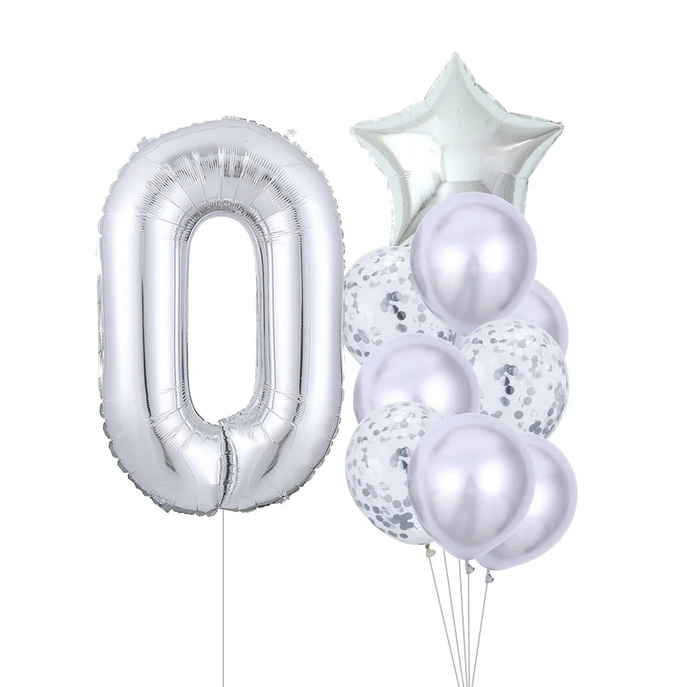 GIHOO 21118 Zahlenballons Roségold - 10 Stück 40 cm Latex