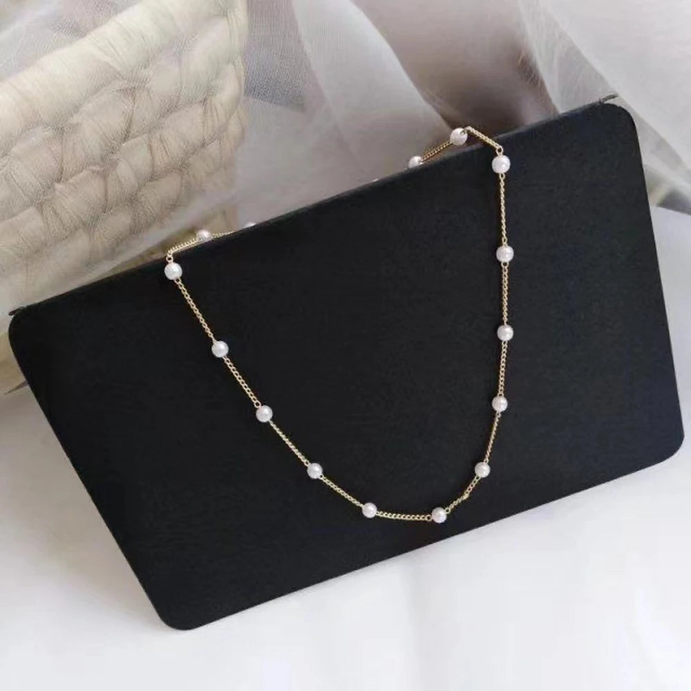K-Pop-Choker 2025: Pearl-Beads Gold-Color - Goth Jewelry Collection