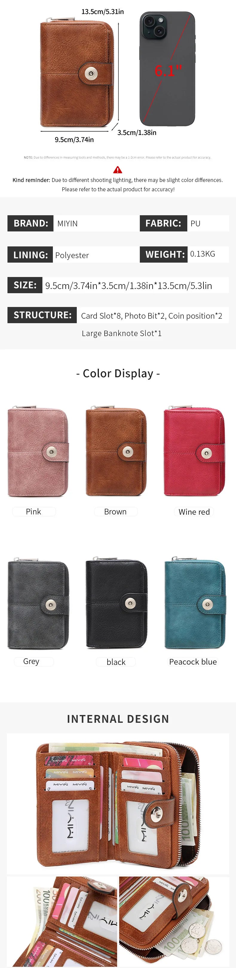 Neue Frauen Geldbörse Retro Dreifach RFID Schutz Kurz Stylish Design Große Kapazität Reißverschluss Schnalle