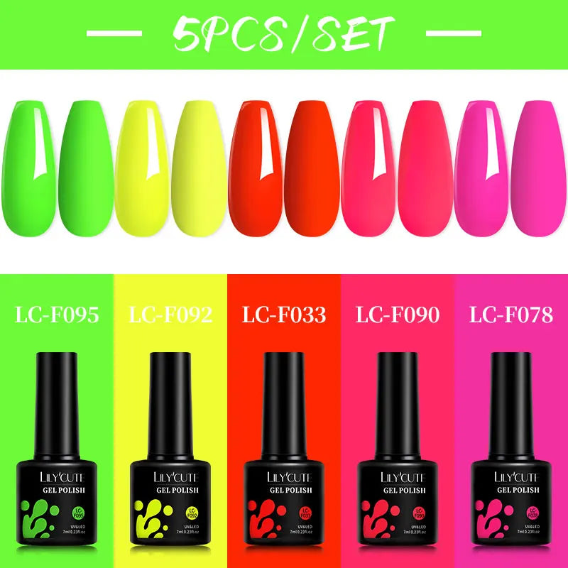 LILYCUTE 5 buc/set 7 ml roșu maro unghii gel DIY unghii artă semipermanentă UV gel ojo de unghii de lungă durată design manichiură kit consumabile