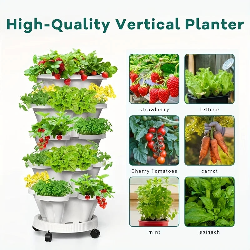 Vertical Plantation Tower Style Garden, Stackable Herb Garden Plantation, Vegetable Planting Pot, Petal Shaped Flower Pot
