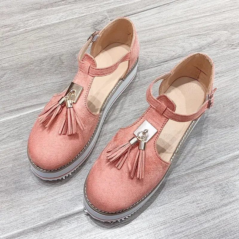 Women's Sandals Summer 2025 Casual Flat Platform Heel Tassel Buckle Strap Female Sandals Platform Vulcanized Shoes for Women New