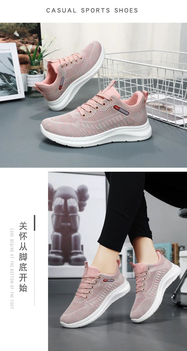 Damen 2025 Frühling Und Herbst Neu Gestrickt Damen Schuhe Schuhe Weiche Sohle Casual Sport Schuhe Für Damen Sneakers