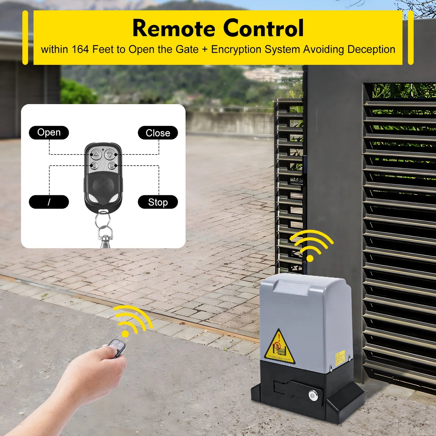750W Sliding Electric Gate Opener Max 1600kg 1400RPM Silent Automatic Electric Motor Kit With Remote Control & Keys