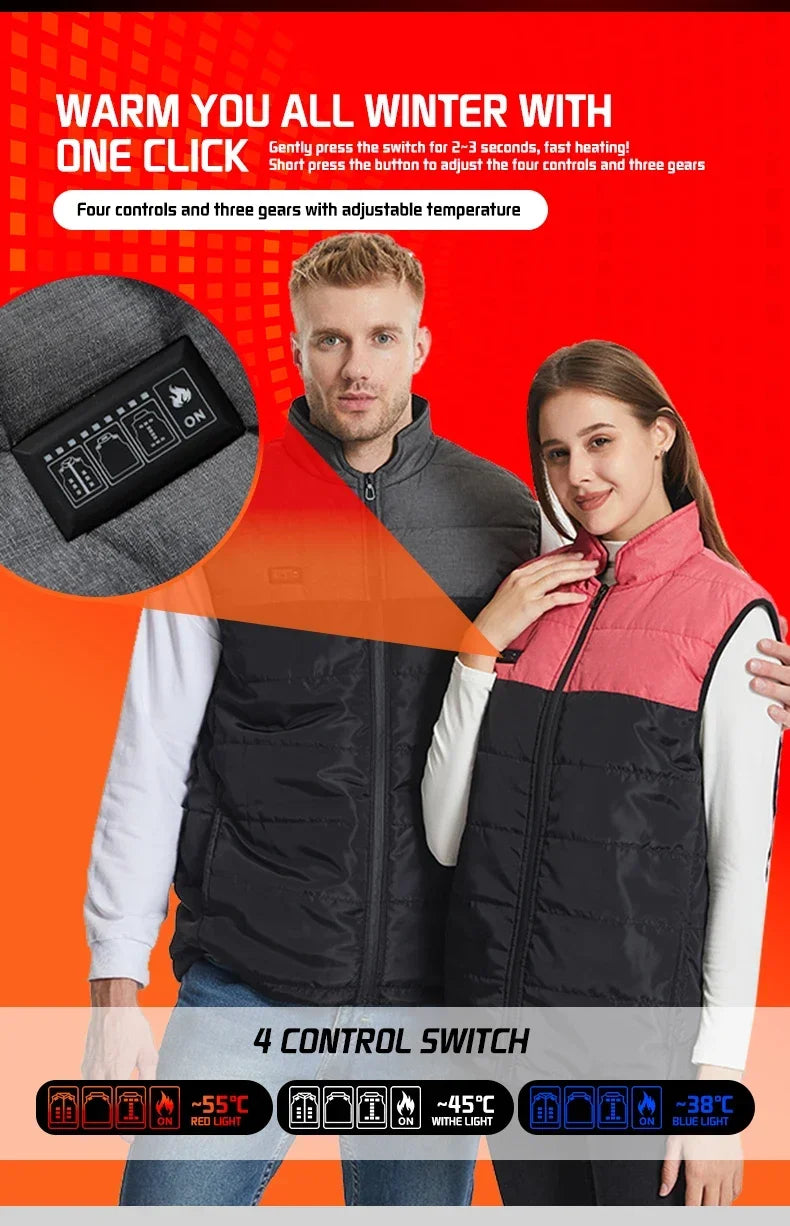 NUOYING Beheizte Weste USB Warmhaltejacke - Kapazität 2600mAh, Leistung 5V 2,0 A, Größe M