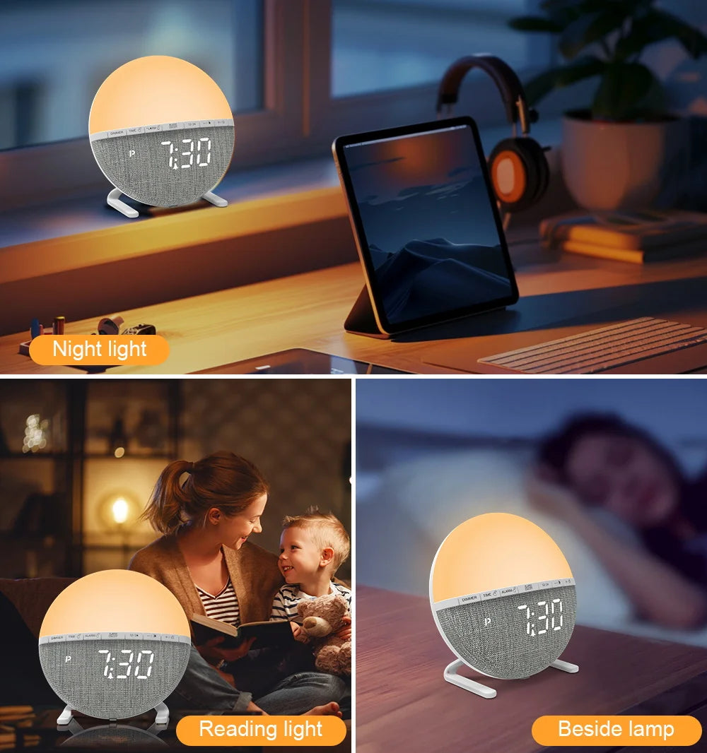 Sunrise Alarm Clock Wake Up Light Clock Night Light  Sunrise Sunset Simulation Digital Clock  Desk Clocks